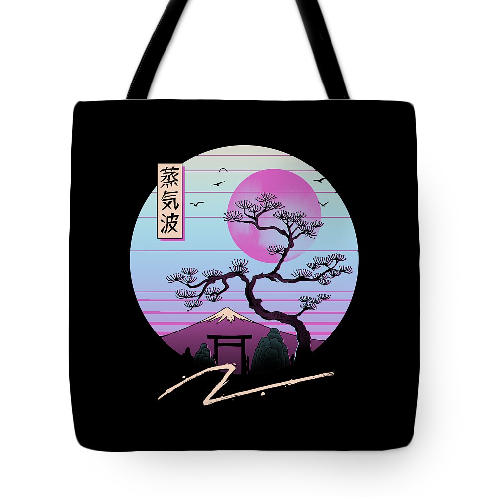 Japan Tote Bag featuring the digital art Zen Chillwave by Vincent Trinidad