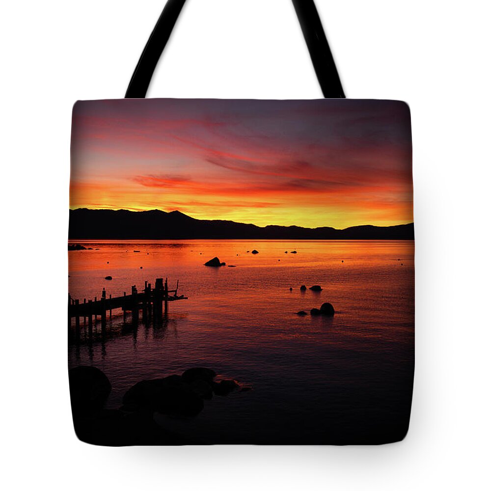 Landscape Tote Bag featuring the photograph Zephyr Cove Sunset by Aileen Savage
