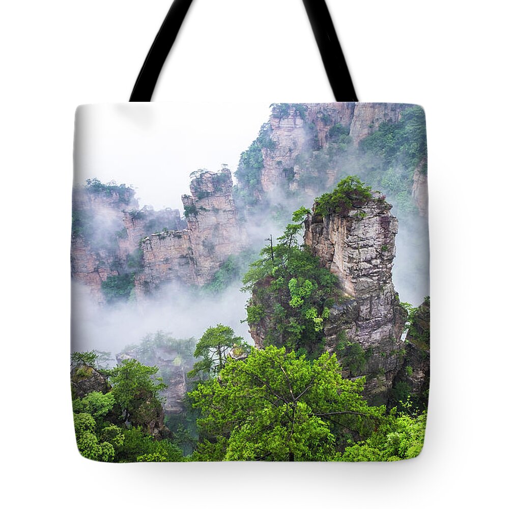 Changsa Tote Bag featuring the photograph Zhangjiajie Tianzi Mountain Nature Reserve by Arj Munoz