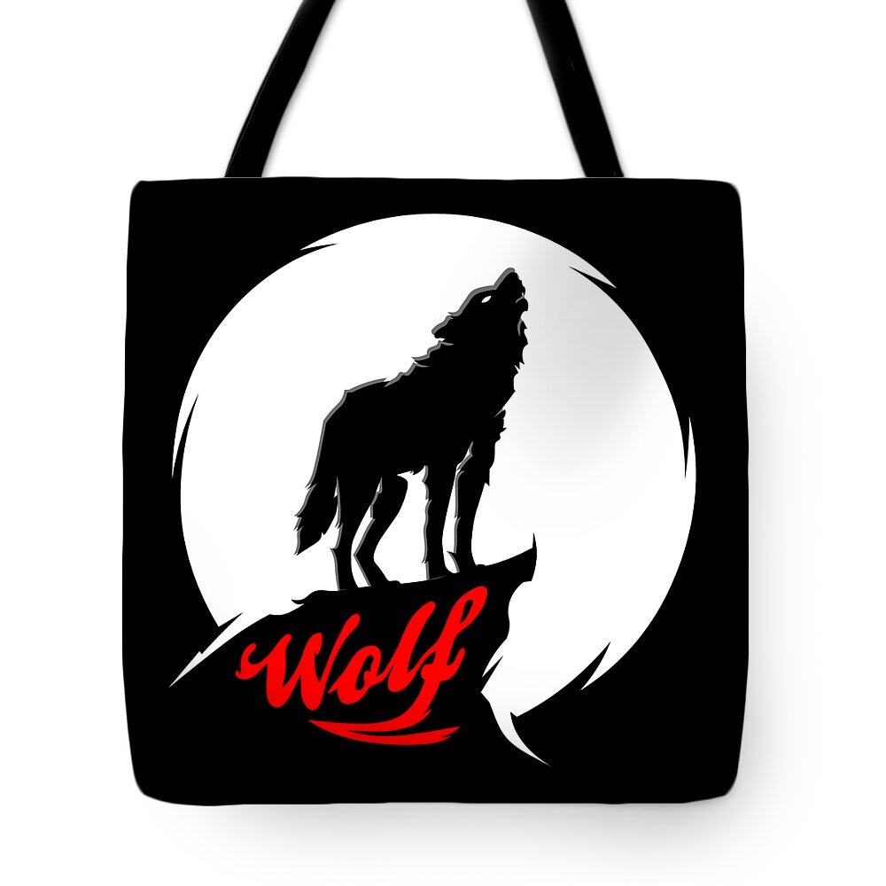 Mandala Tote Bag featuring the digital art Zidika Wolf by Body Pop