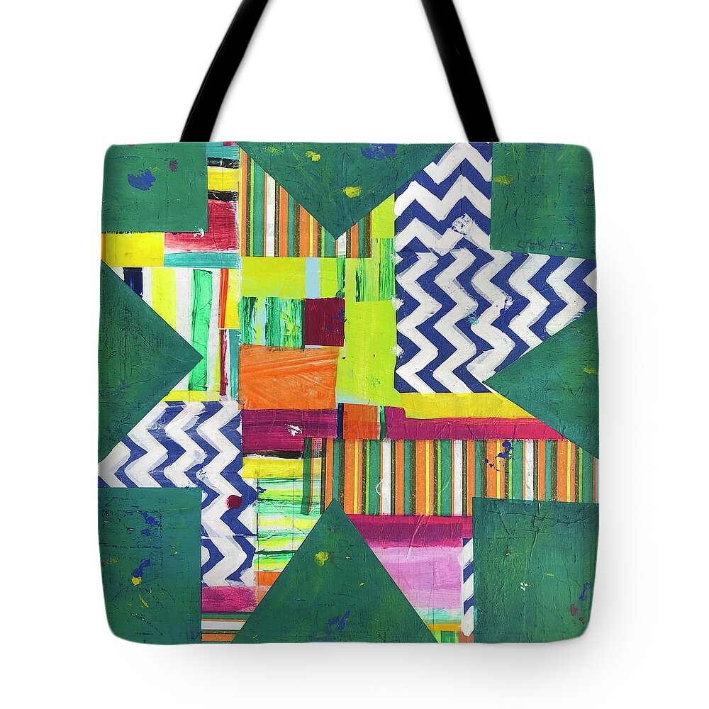 Star Tote Bag featuring the painting Zigzag Star by Cyndie Katz