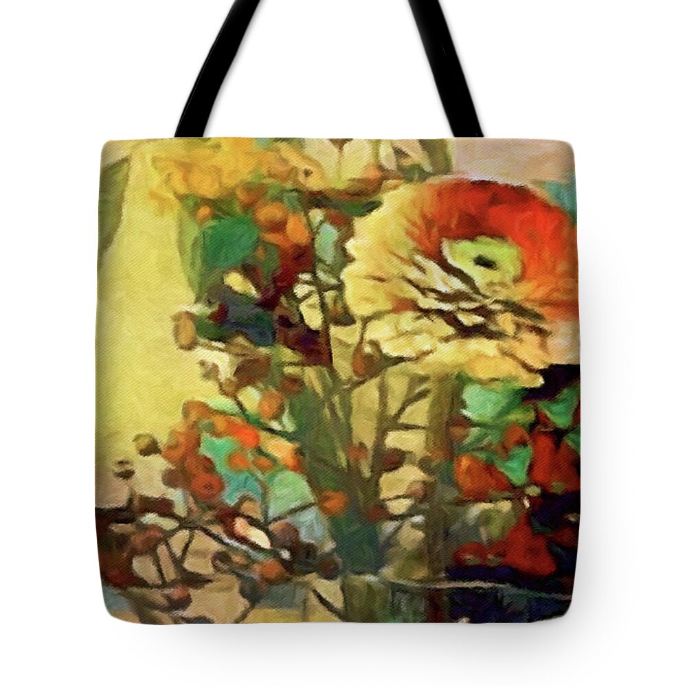 Zinnia Tote Bag featuring the painting Zinnias from the Garden by Susan Maxwell Schmidt