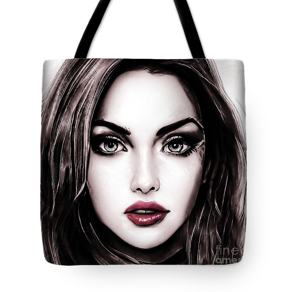 Portrait Tote Bag featuring the digital art Zoe Selective by Alicia Hollinger