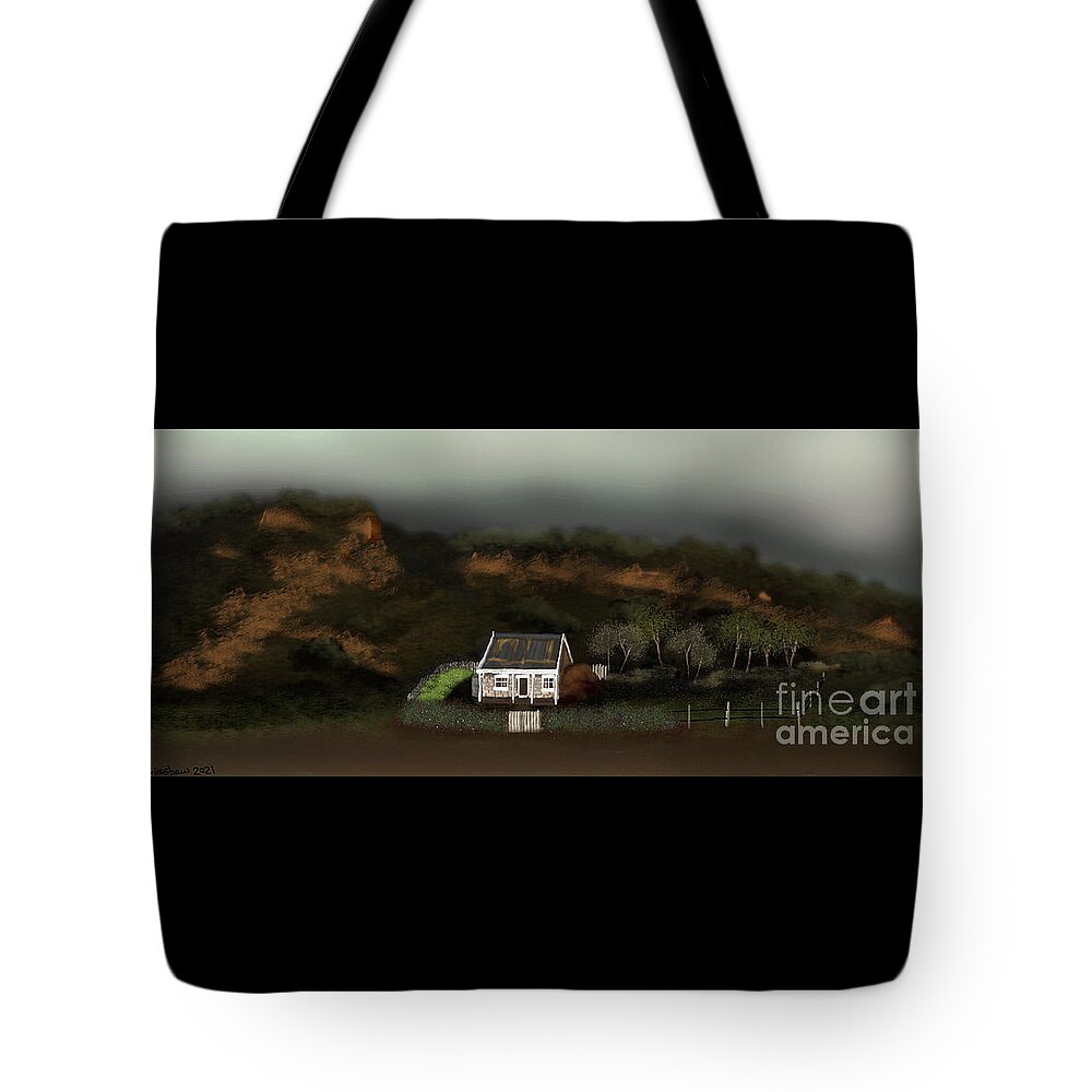 Cottage Tote Bag featuring the digital art Zoey's Cottage by Julie Grimshaw