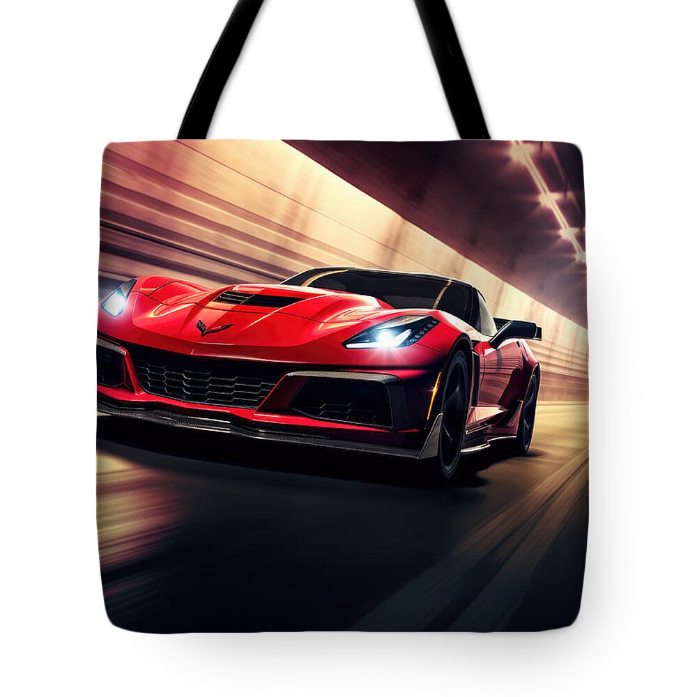 Zr1 Tote Bag featuring the painting ZR1 Dances with Light by Lourry Legarde