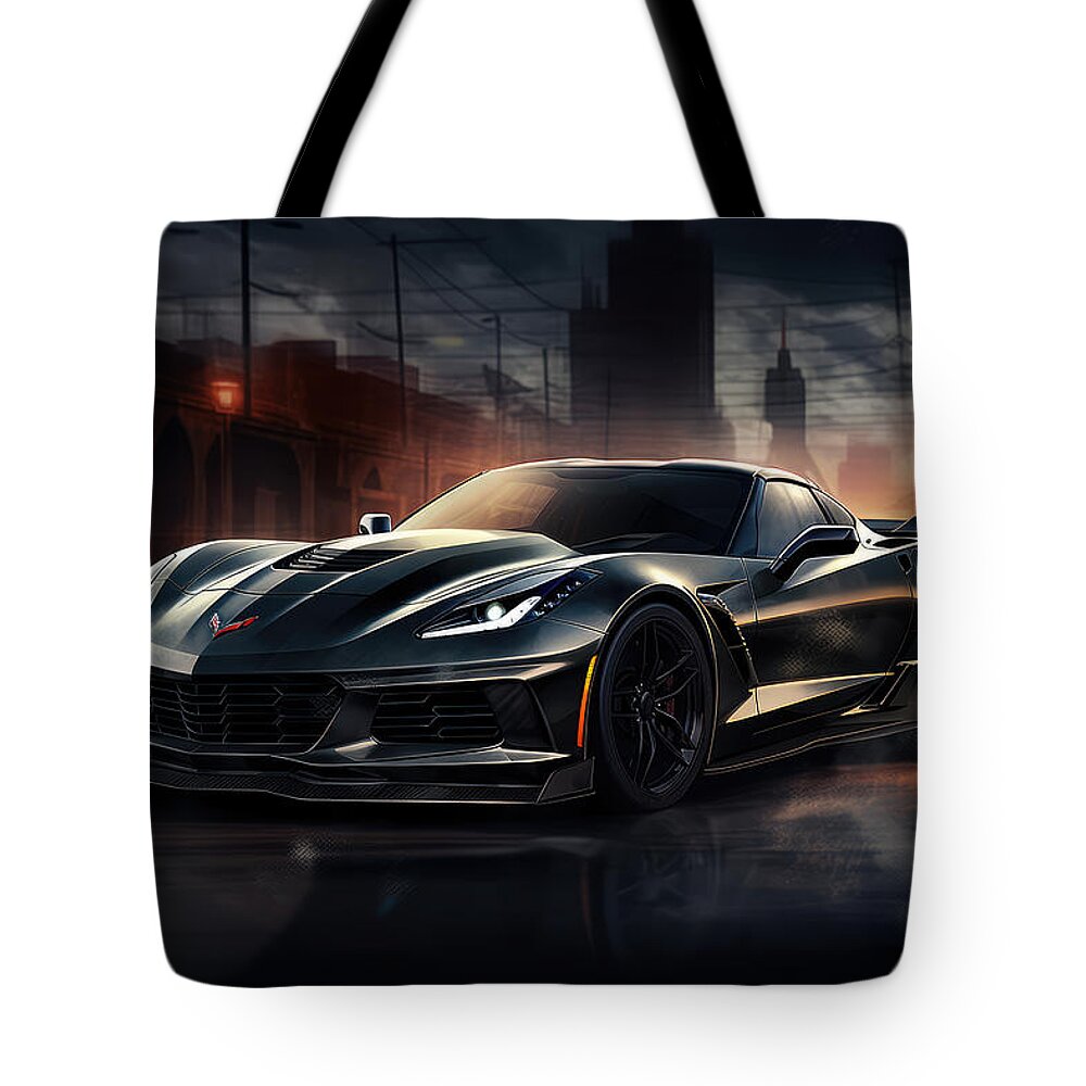 Zr1 Tote Bag featuring the painting ZR1's Haunting Legacy by Lourry Legarde