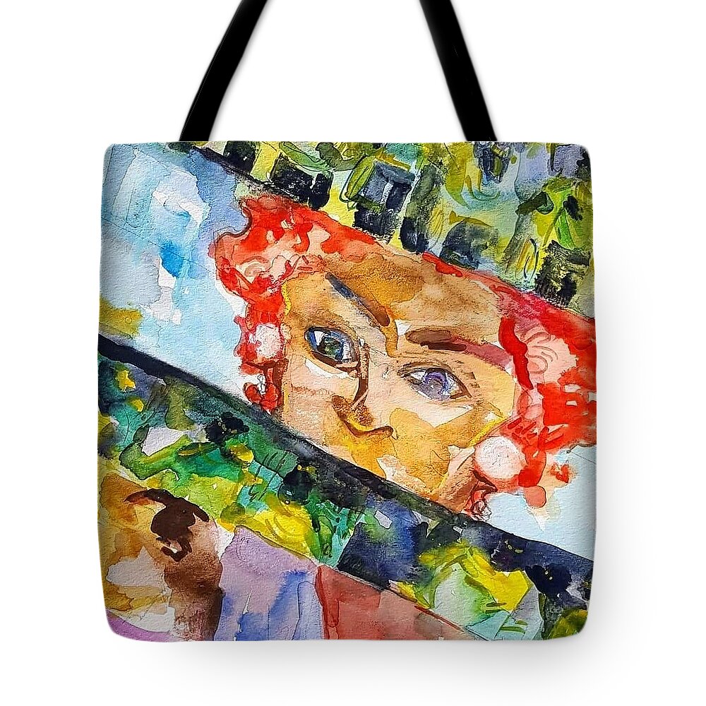 #mardgras Tote Bag featuring the painting Zulu riders by Julie TuckerDemps