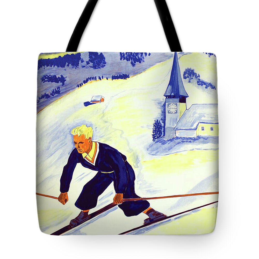 Zweisimmen Tote Bag featuring the digital art Zweisimmen Ski Track by Long Shot