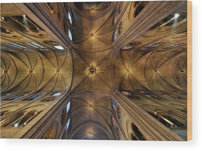 Ceiling Notre Dame Cathedral Paris Wood Print