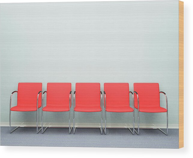 A Row Of Five Waiting Room Chairs Wood Print By Jon Boyes
