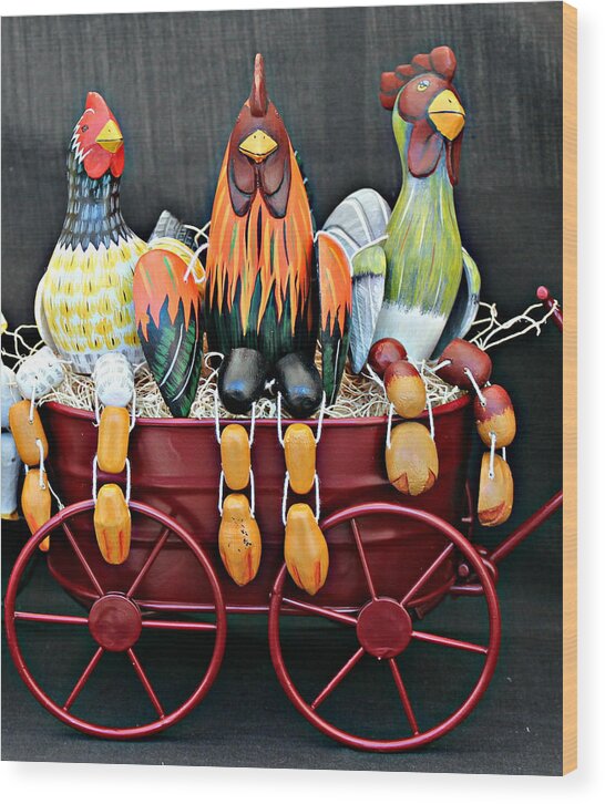 Chickens Wood Print featuring the photograph Something to Cluck About by Jo Sheehan