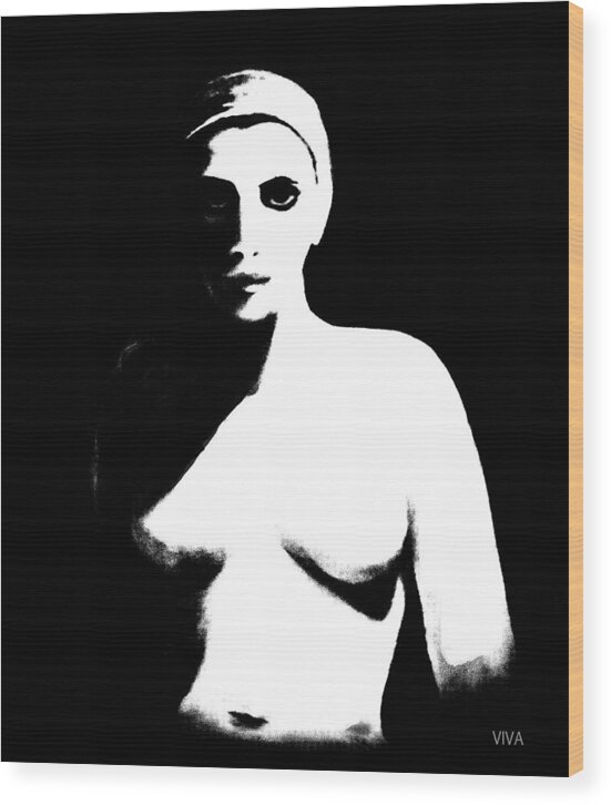 Nude Wood Print featuring the photograph The Nude-confrontation by VIVA Anderson