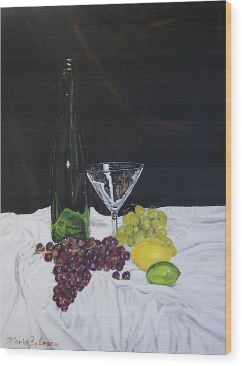 Still Life Wood Print featuring the painting Bodegon Numero 2 by Mario Cabrera