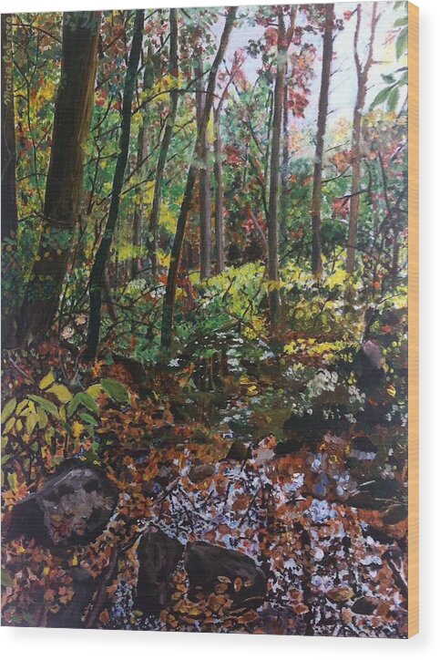 Autumn Wood Print featuring the painting Memories of Autumn by Mario Cabrera