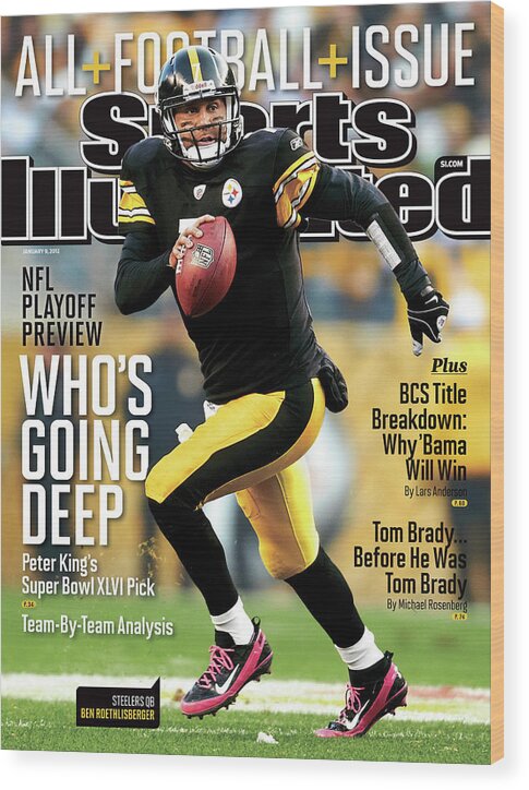 Magazine Cover Wood Print featuring the photograph Whos Going Deep 2012 Nfl Playoff Preview Issue Sports Illustrated Cover by Sports Illustrated