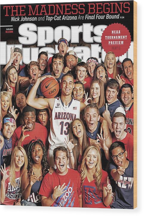 University Of Arizona Wood Print featuring the photograph 2014 March Madness College Basketball Preview Part II Sports Illustrated Cover by Sports Illustrated