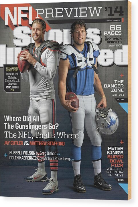 Magazine Cover Wood Print featuring the photograph Nfc Gunslingers 2014 Nfl Football Preview Issue Sports Illustrated Cover #3 by Sports Illustrated