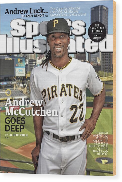 Magazine Cover Wood Print featuring the photograph Andrew Mccutchen Goes Deep Sports Illustrated Cover by Sports Illustrated