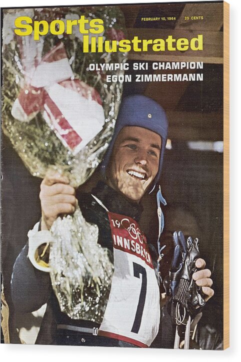 Magazine Cover Wood Print featuring the photograph Austria Egon Zimmerman, 1964 Winter Olympics Sports Illustrated Cover by Sports Illustrated