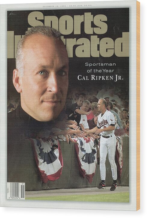 Magazine Cover Wood Print featuring the photograph Baltimore Orioles Cal Ripken Jr, 1995 Sportsman Of The Year Sports Illustrated Cover by Sports Illustrated