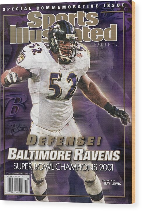 Tampa Wood Print featuring the photograph Baltimore Ravens Ray Lewis, Super Bowl Xxxv Sports Illustrated Cover by Sports Illustrated