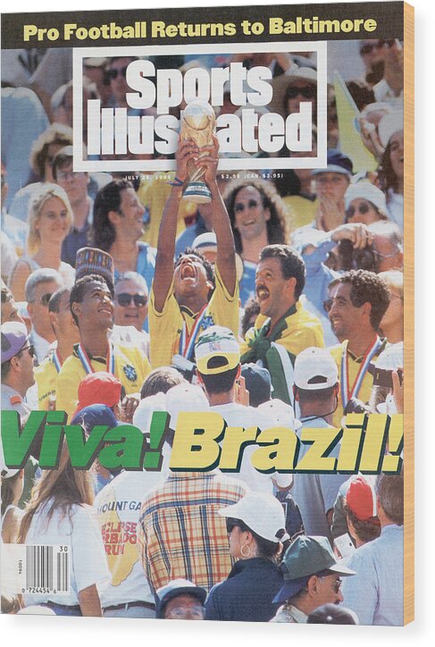 Fifa World Cup Wood Print featuring the photograph Brazil Marcio Santos, 1994 Fifa World Cup Final Sports Illustrated Cover by Sports Illustrated