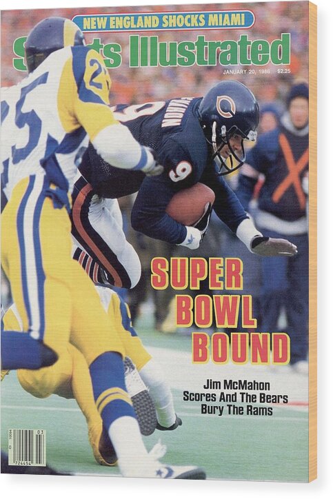 Magazine Cover Wood Print featuring the photograph Chicago Bears Qb Jim Mcmahon, 1986 Nfc Championship Sports Illustrated Cover by Sports Illustrated
