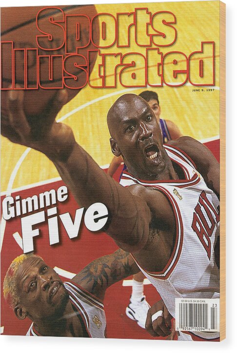 Magazine Cover Wood Print featuring the photograph Chicago Bulls Michael Jordan, 1997 Nba Finals Sports Illustrated Cover by Sports Illustrated