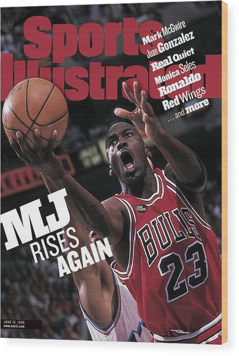 Playoffs Wood Print featuring the photograph Chicago Bulls Michael Jordan, 1998 Nba Finals Sports Illustrated Cover by Sports Illustrated