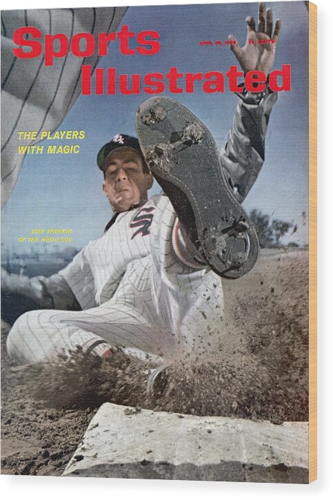 Magazine Cover Wood Print featuring the photograph Chicago White Sox Luis Aparicio Sports Illustrated Cover by Sports Illustrated