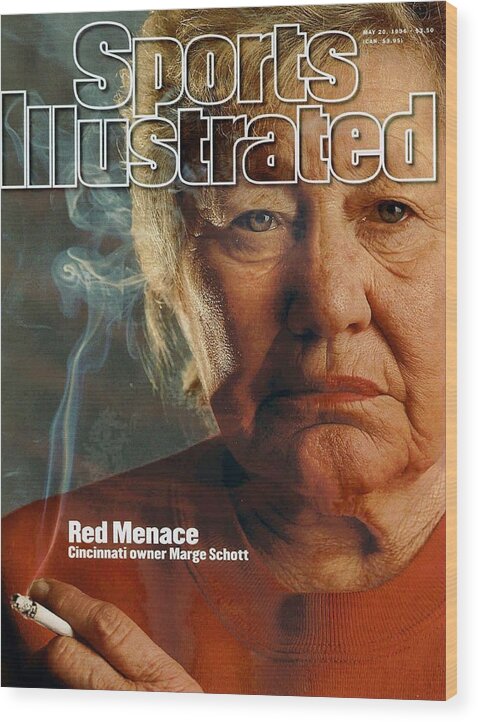 Magazine Cover Wood Print featuring the photograph Cincinnati Reds Owner Marge Schott Sports Illustrated Cover by Sports Illustrated