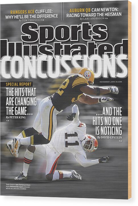 Magazine Cover Wood Print featuring the photograph Concussions Special Report The Hits That Are Changing The Sports Illustrated Cover by Sports Illustrated