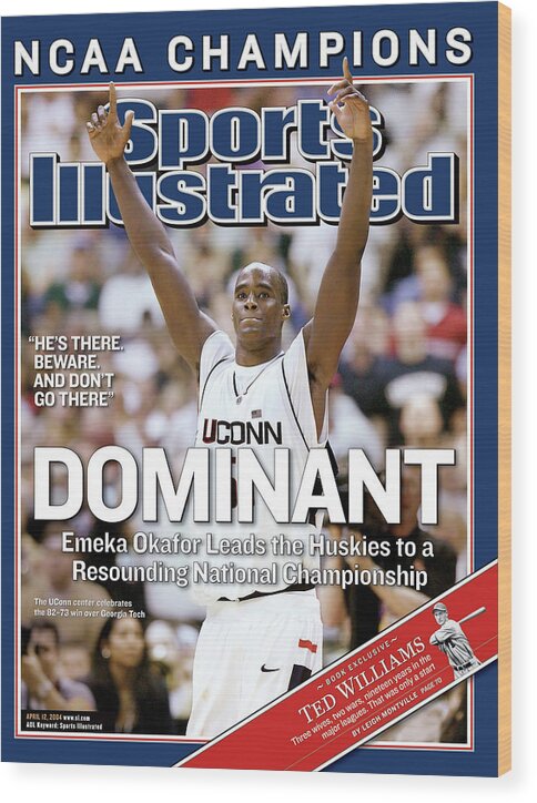 Magazine Cover Wood Print featuring the photograph Dominant Emeka Okafor Leads The Huskies To A Resounding Sports Illustrated Cover by Sports Illustrated