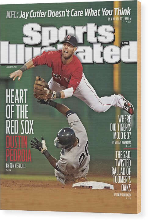 Magazine Cover Wood Print featuring the photograph Dustin Pedroia Heart Of The Red Sox Sports Illustrated Cover by Sports Illustrated