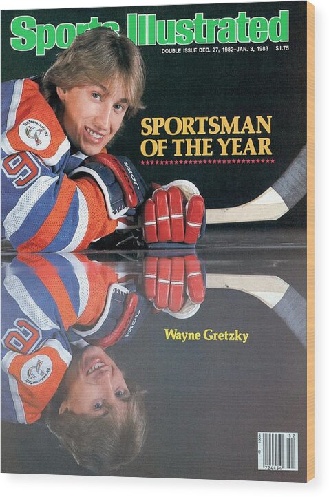 Magazine Cover Wood Print featuring the photograph Edmonton Oilers Wayne Gretzky, 1982 Sportsman Of The Year Sports Illustrated Cover by Sports Illustrated