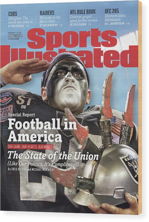Magazine Cover Wood Print featuring the photograph Football In America The State Of The Union Sports Illustrated Cover by Sports Illustrated