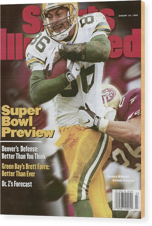 Candlestick Park Wood Print featuring the photograph Green Bay Packers Antonio Freeman, 1998 Nfc Championship Sports Illustrated Cover by Sports Illustrated