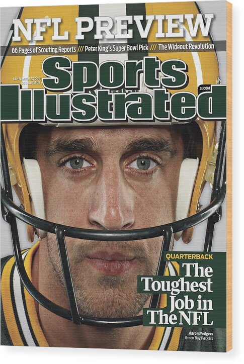 People Wood Print featuring the photograph Green Bay Packers Qb Aaron Rodgers, 2009 Nfl Football Sports Illustrated Cover by Sports Illustrated