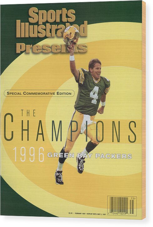 Super Bowl Xxxi Wood Print featuring the photograph Green Bay Packers Qb Brett Favre, Super Bowl Xxxi Sports Illustrated Cover by Sports Illustrated