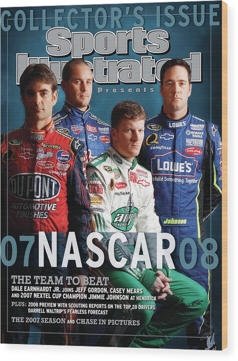 Land Vehicle Wood Print featuring the photograph Hendrick Motorsports, 2008 Nascar Nextel Cup Series Preview Sports Illustrated Cover by Sports Illustrated