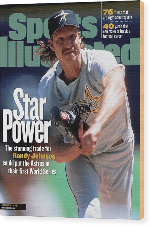 Sports Illustrated Wood Print featuring the photograph Houston Astros Randy Johnson... Sports Illustrated Cover by Sports Illustrated