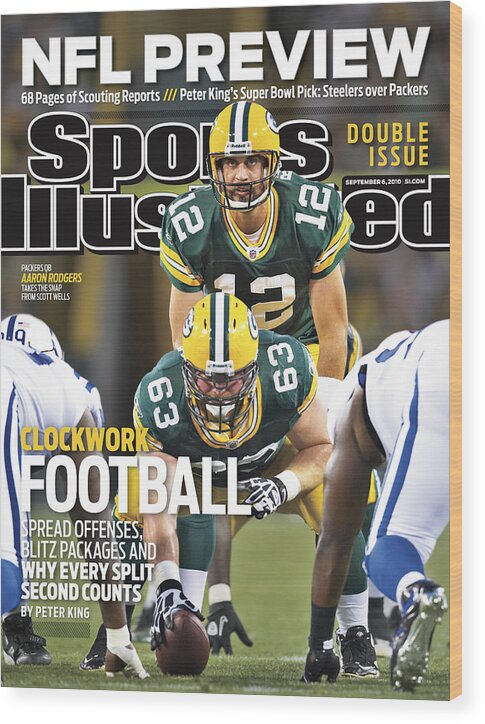 Green Bay Wood Print featuring the photograph Indianapolis Colts V Green Bay Packers Sports Illustrated Cover by Sports Illustrated