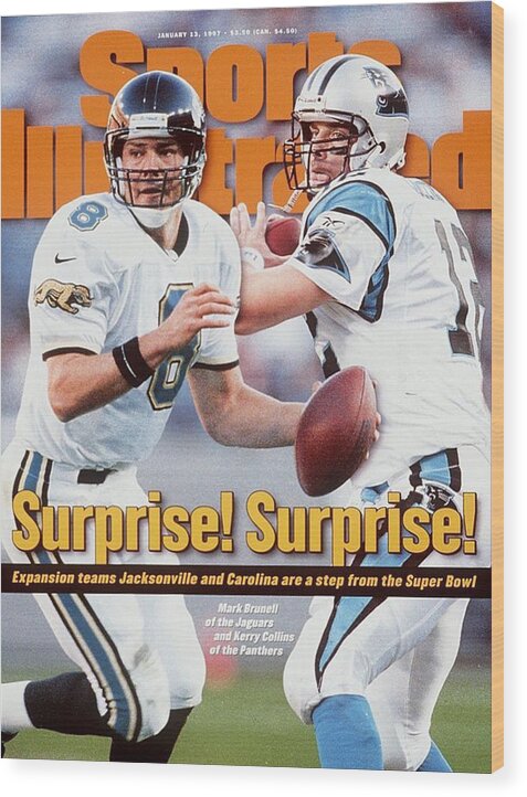 Magazine Cover Wood Print featuring the photograph Jacksonville Jaguars Qb Mark Brunell And Carolina Panthers Sports Illustrated Cover by Sports Illustrated
