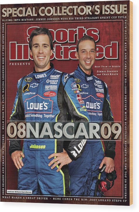 Land Vehicle Wood Print featuring the photograph Jimmie Johnson, 2008 Sprint Cup Champion Sports Illustrated Cover by Sports Illustrated