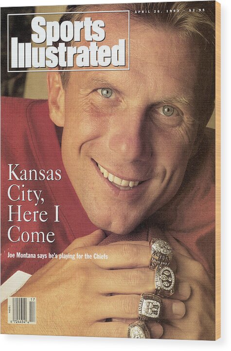 Magazine Cover Wood Print featuring the photograph Kansas City Chiefs Qb Joe Montana Sports Illustrated Cover by Sports Illustrated