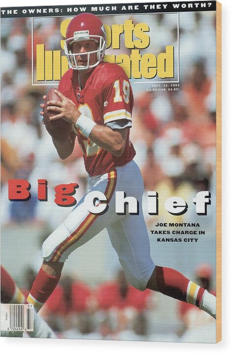 Tampa Wood Print featuring the photograph Kansas City Chiefs Qb Joe Montana... Sports Illustrated Cover by Sports Illustrated