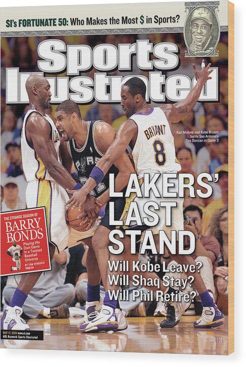 Magazine Cover Wood Print featuring the photograph Lakers Last Stand Will Kobe Leave Whill Shaq Stay Will Phil Sports Illustrated Cover by Sports Illustrated