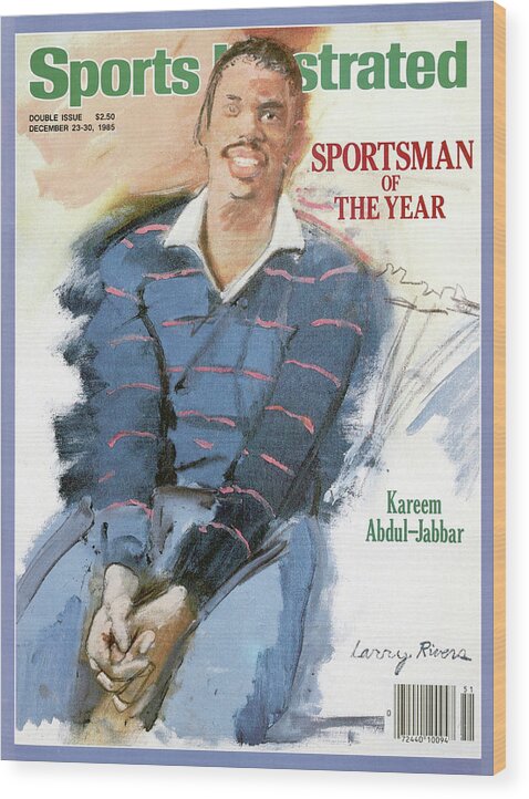 Magazine Cover Wood Print featuring the photograph Los Angeles Lakers Kareem Abdul-jabbar, 1985 Sportsman Of Sports Illustrated Cover by Sports Illustrated