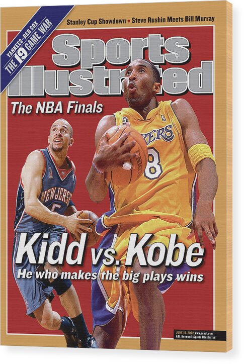 Playoffs Wood Print featuring the photograph Los Angeles Lakers Kobe Bryant And New Jersey Nets Jason Sports Illustrated Cover by Sports Illustrated