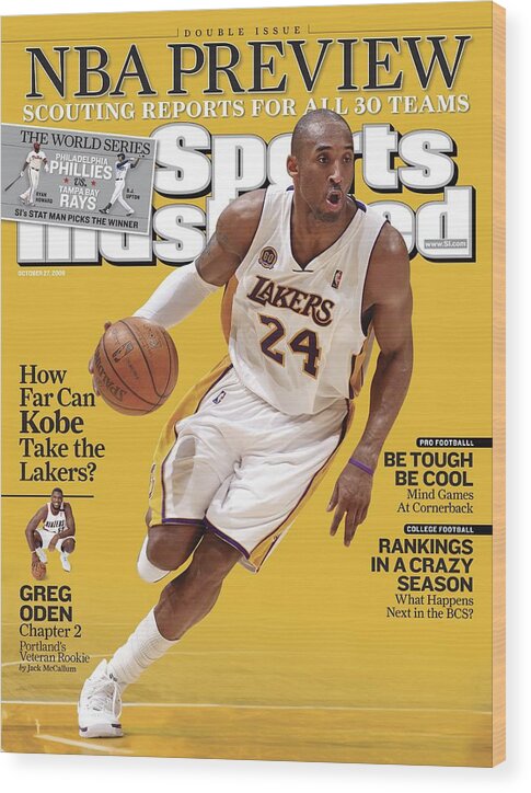 Nba Pro Basketball Wood Print featuring the photograph Los Angeles Lakers Kobe Bryant... Sports Illustrated Cover by Sports Illustrated